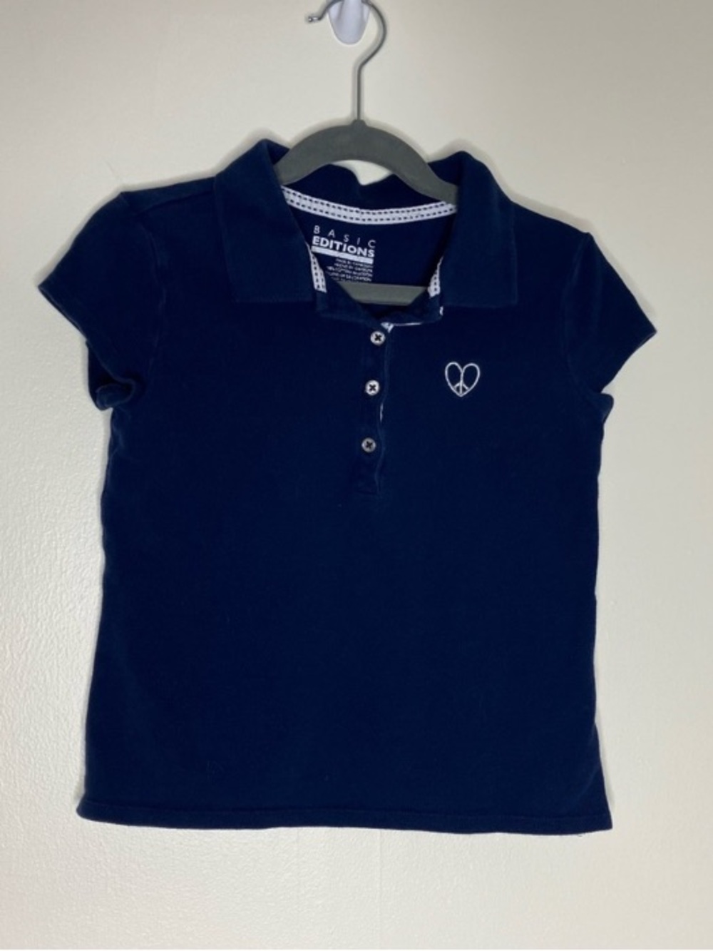 Basic Editions girls navy blue polo shirt M 7/8